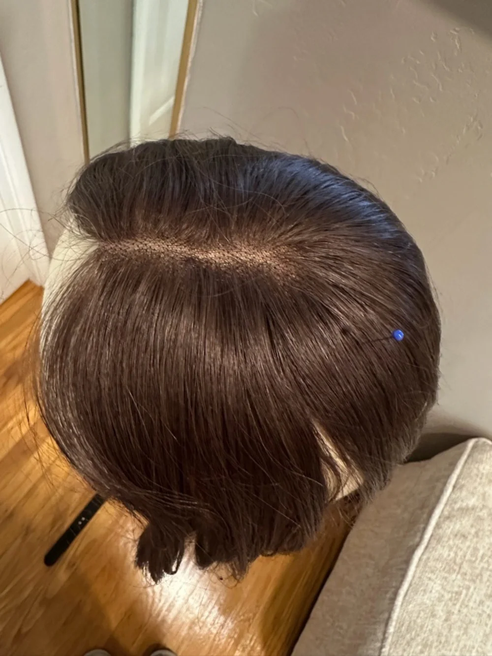 12” Dark Brown Human‎ Hair Topper Side Part #TE2